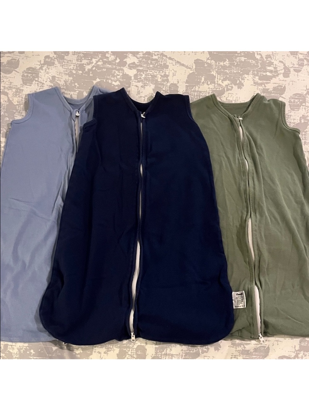 Bundle of Baby Sleeveless Zip Sleep Sack - Navy, Sage & Light Blue